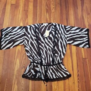 Michael Kors Zebra Print Womens Top Size Small New